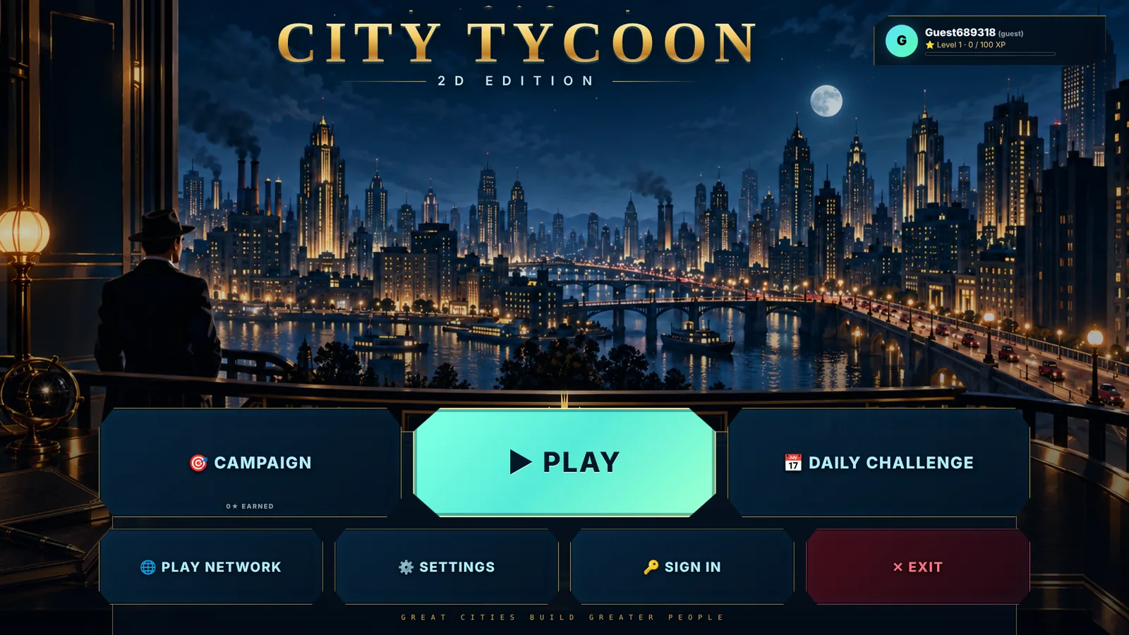 City Tycoon 2D main menu