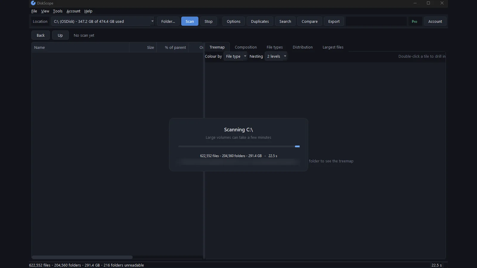 DiskScope: Scanning