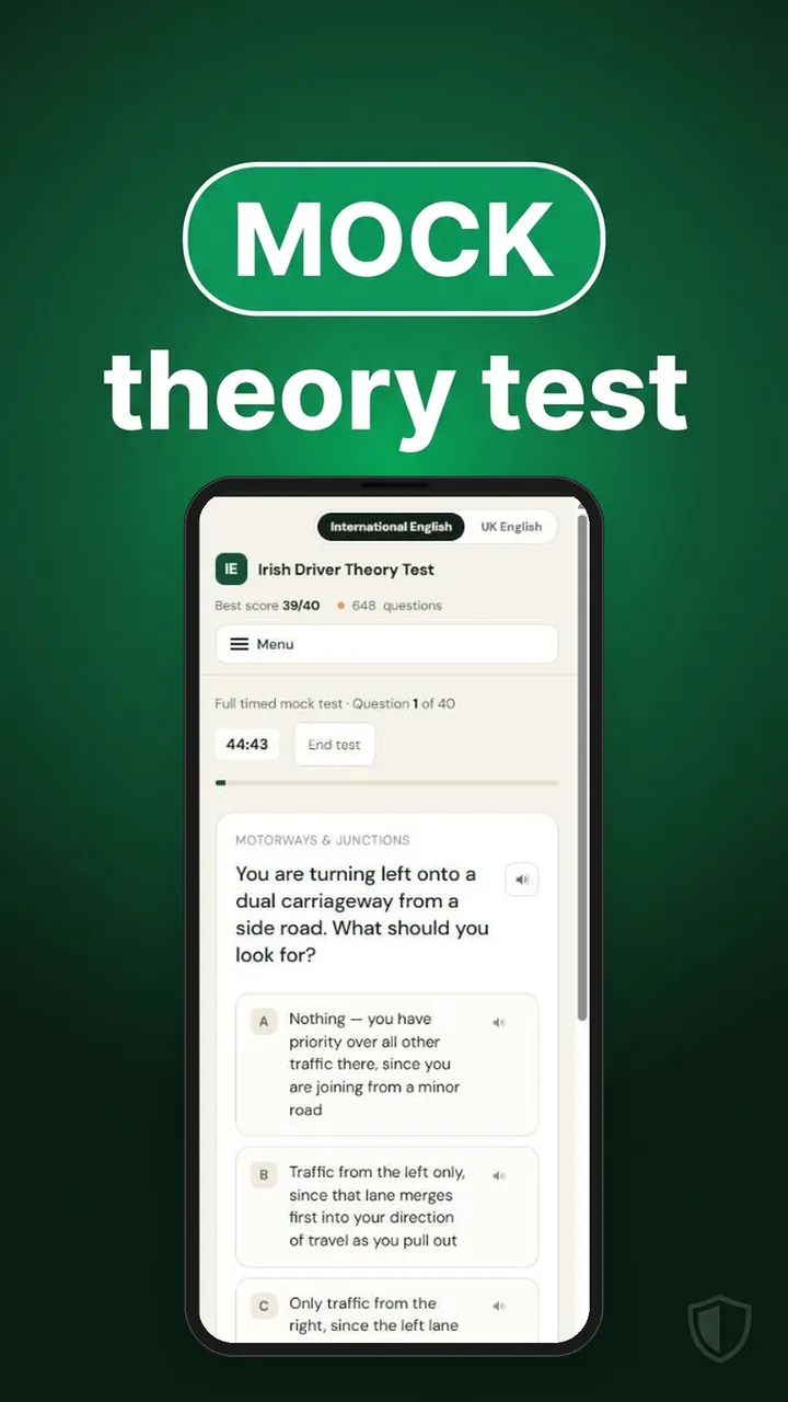Irish Driver Theory Test mock exam